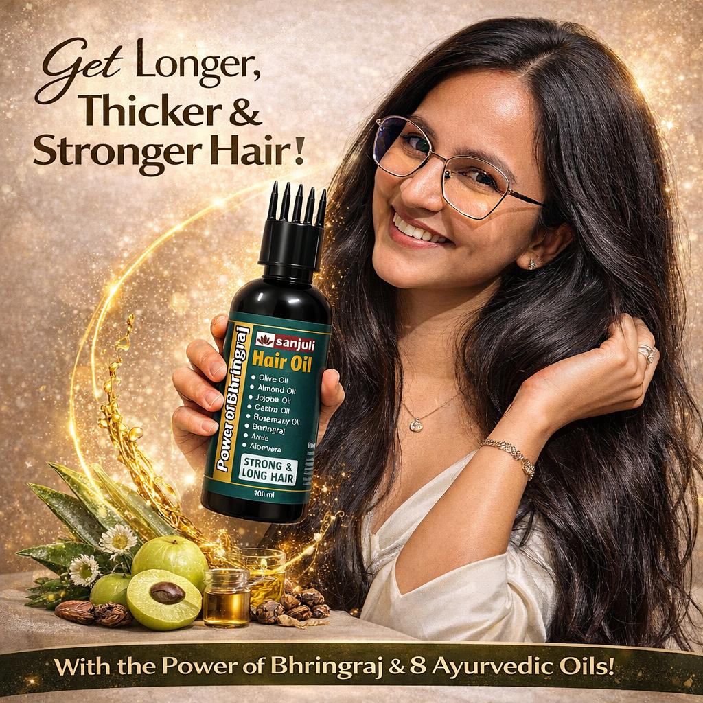 Sanjuli Ayurvedic Maha Bhringraj Hair Oil 100 ml for Hair Growth & Hair Fall Control.