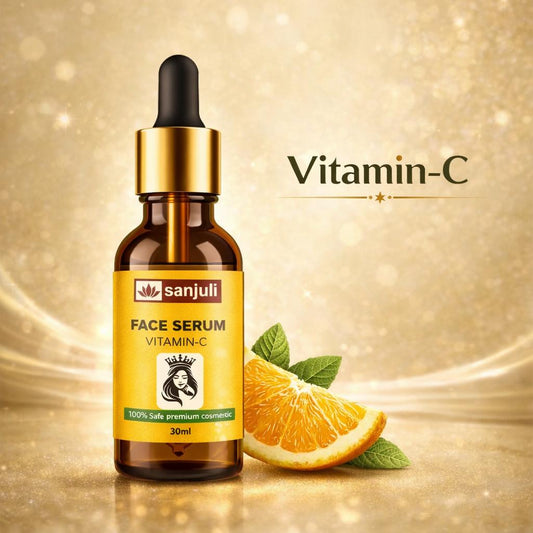 Sanjuli Vitamin C Face Serum 30ml with Alpha Arbutin, Kojic Acid, Hyaluronic Acid With Natural Ingredients like Carrot Extract, Tomato Extract, Grape seed Extract, Aloevera gel etc. for Glowing Skin- Anti-Aging, Dark Spot Removing & Skin Brightening