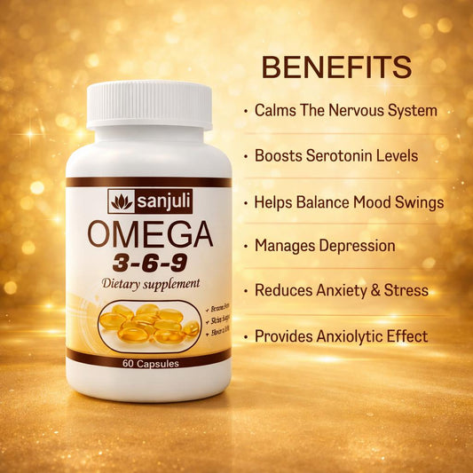 Sanjuli Omega-3-6-9 / 60 Veg Softgel Capsules for Men & Women| Strength Supplement for Muscle, Bone, Heart, Eye, Skin & Brain
