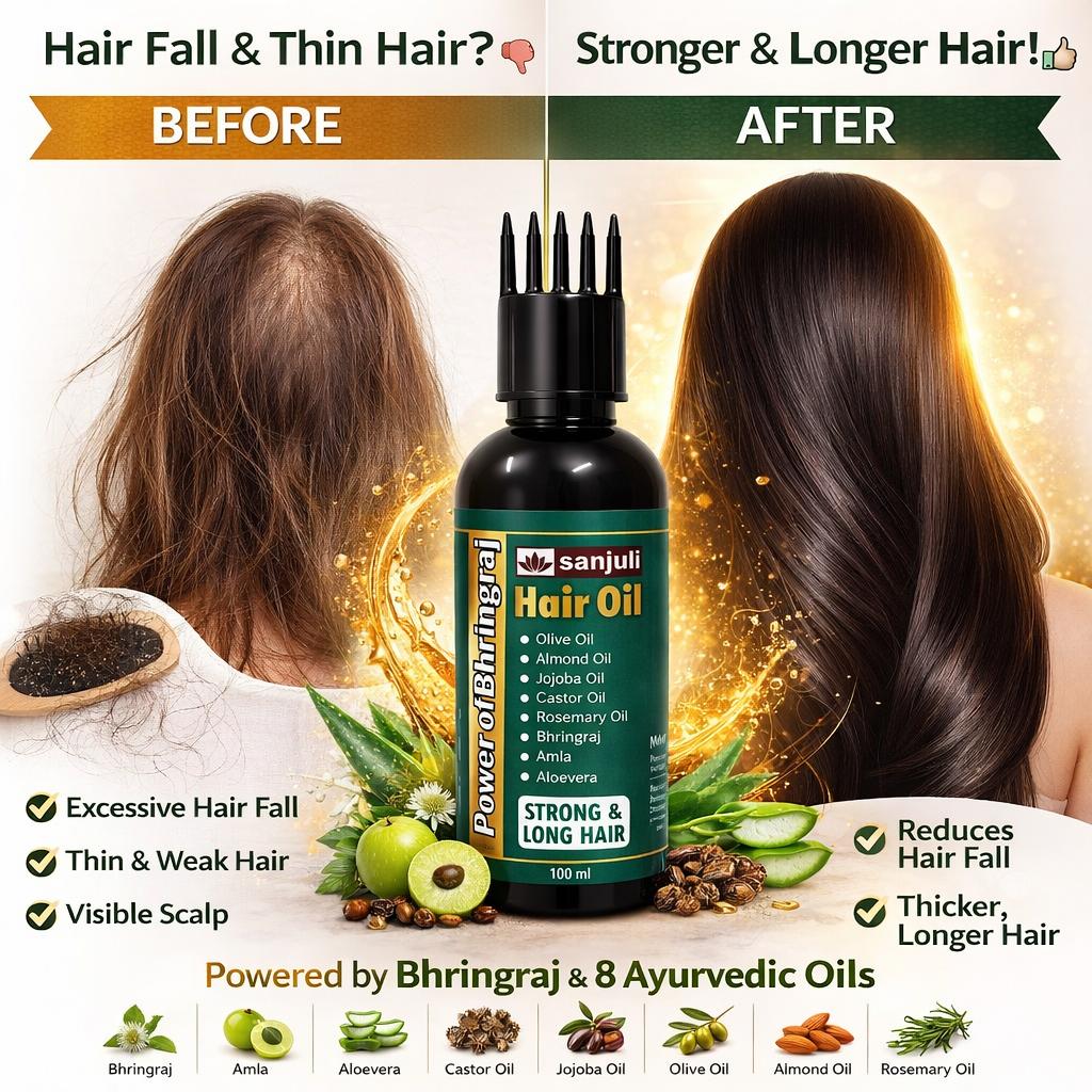 Sanjuli Ayurvedic Maha Bhringraj Hair Oil 100 ml for Hair Growth & Hair Fall Control.