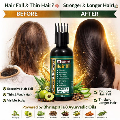 Sanjuli Ayurvedic Maha Bhringraj Hair Oil 100 ml for Hair Growth & Hair Fall Control.