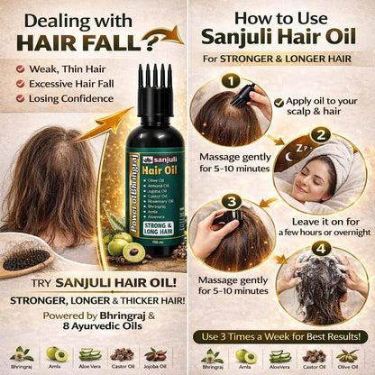 Sanjuli Ayurvedic Maha Bhringraj Hair Oil 100 ml for Hair Growth & Hair Fall Control.