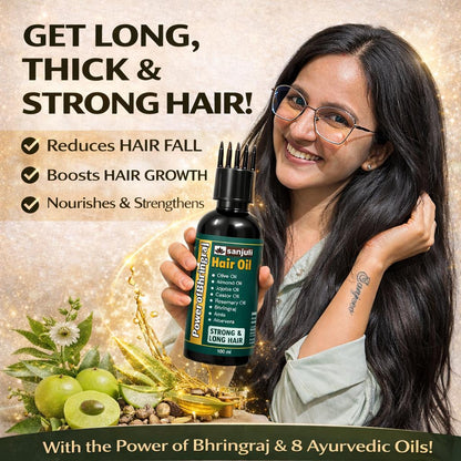 Sanjuli Ayurvedic Maha Bhringraj Hair Oil 100 ml for Hair Growth & Hair Fall Control.