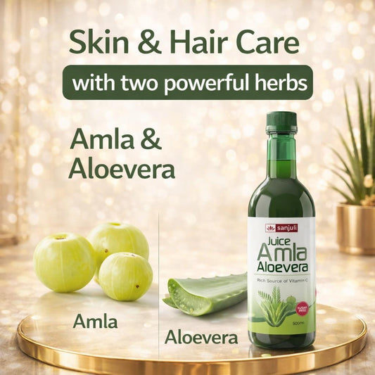 Sanjuli Amla & Aloe Vera Juice 500 ml | Digestive, Immunity, Skin, Hair & Wellness Support