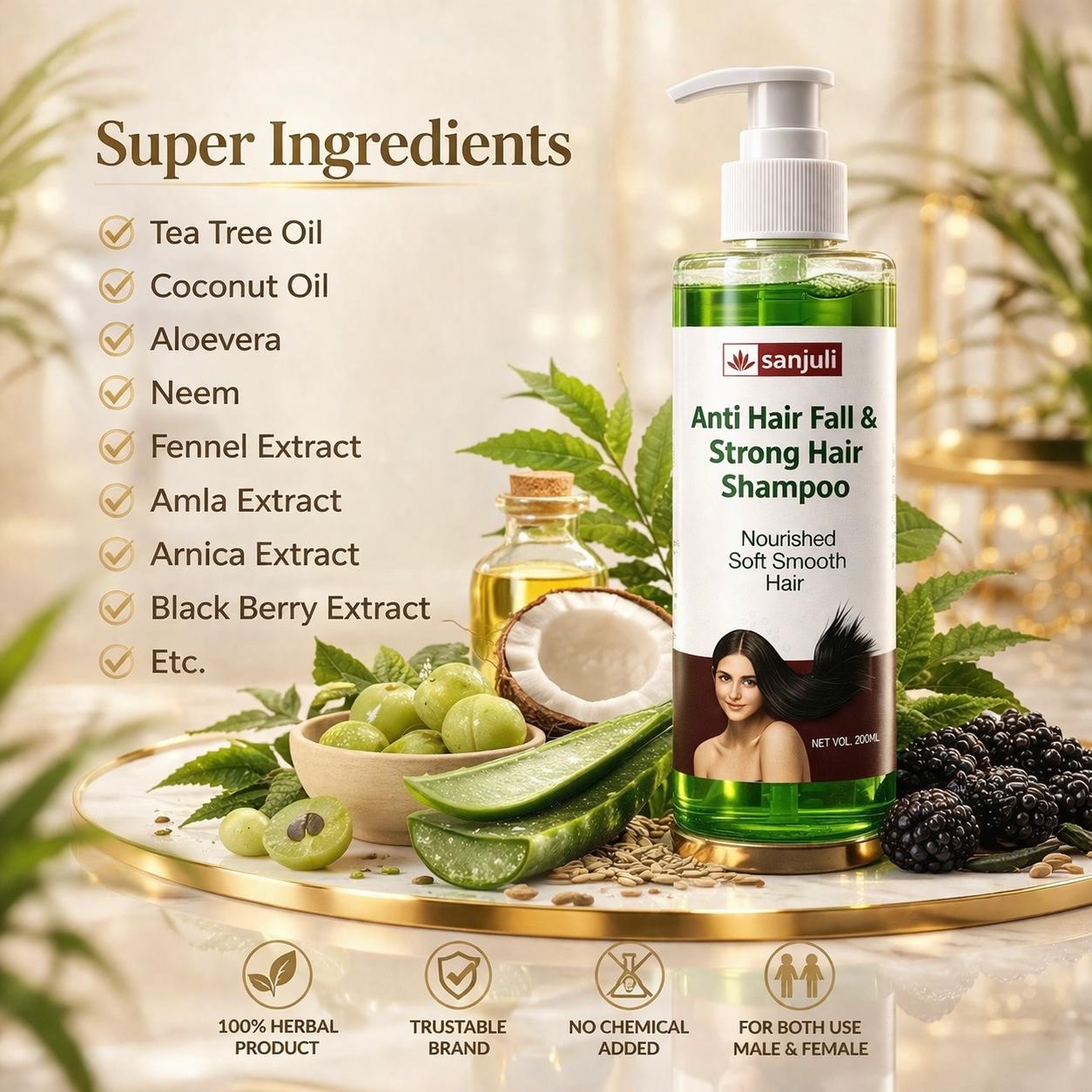 Sanjuli Anti Hair Fall & Strong Hair Shampoo 200 ML | Get Strong, Thick & Long Hair