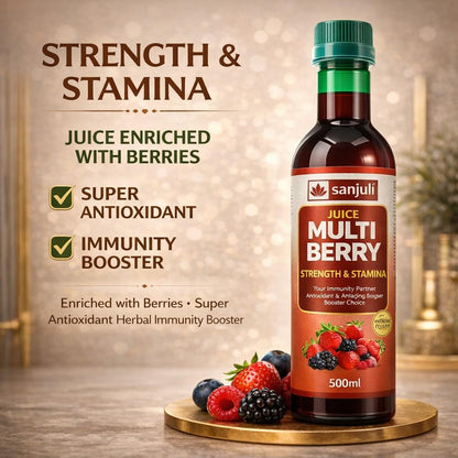 Sanjuli Multiberry Juice 500 ml | Antioxidant, Strength & Stamina Herbal Wellness Drink | Helps in Detoxification and Blood Purifica\