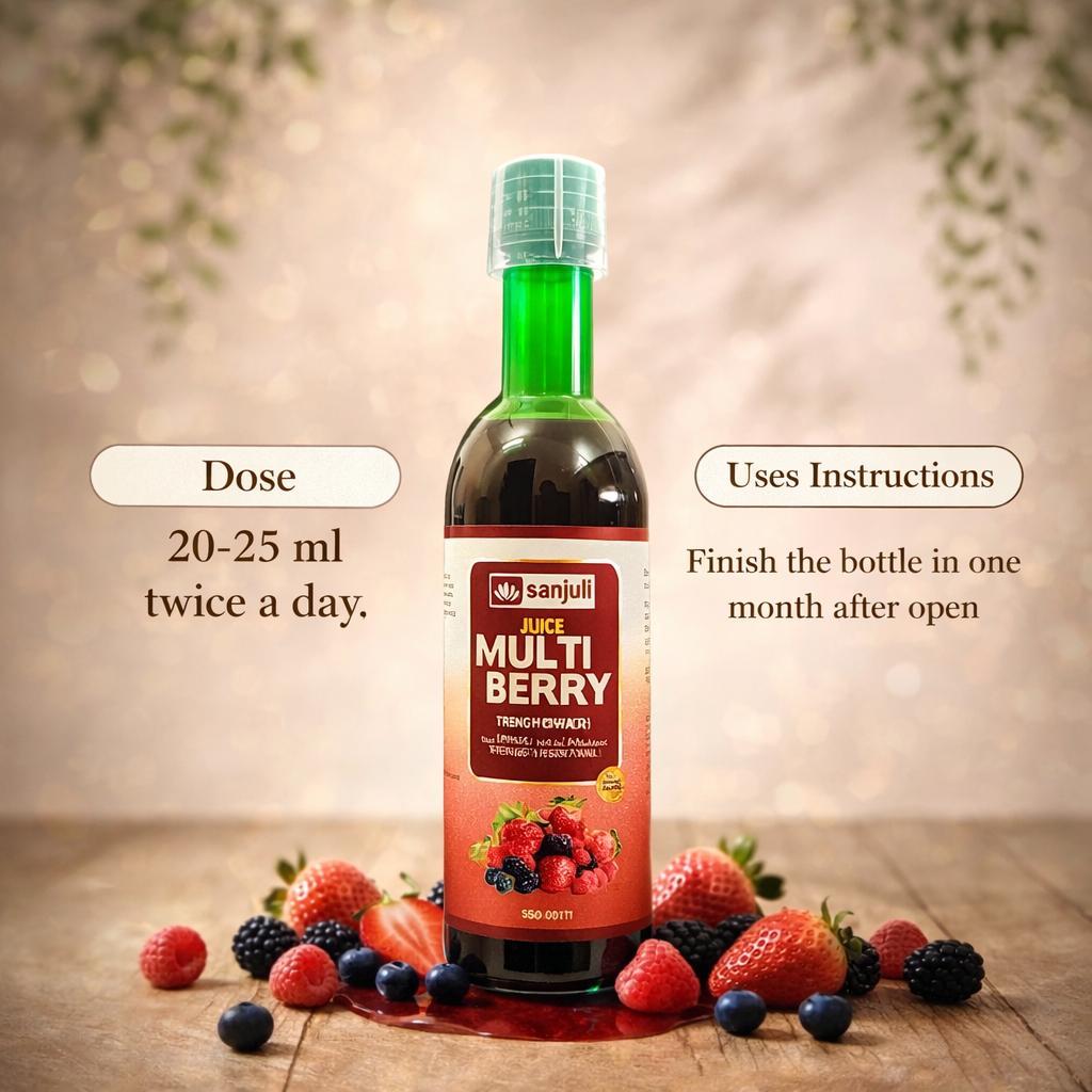 Sanjuli Multiberry Juice 500 ml | Antioxidant, Strength & Stamina Herbal Wellness Drink | Helps in Detoxification and Blood Purifica\