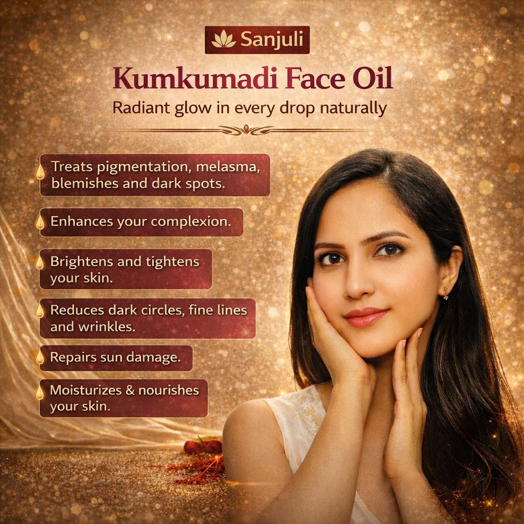 SANJULI Kumkumadi Oil | Ayurvedic blend for Skin Glow, Anti-Aging & Dark Spot Removal | 30 ml