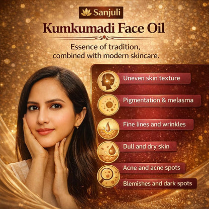 SANJULI Kumkumadi Oil | Ayurvedic blend for Skin Glow, Anti-Aging & Dark Spot Removal | 30 ml