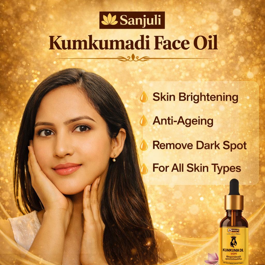 SANJULI Kumkumadi Oil | Ayurvedic blend for Skin Glow, Anti-Aging & Dark Spot Removal | 30 ml