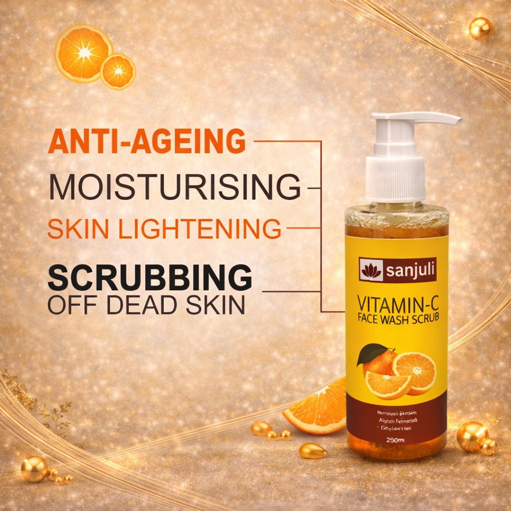 Sanjuli Vitamin C Face Wash with Scrub | Brightening & Deep Cleansing Face Wash