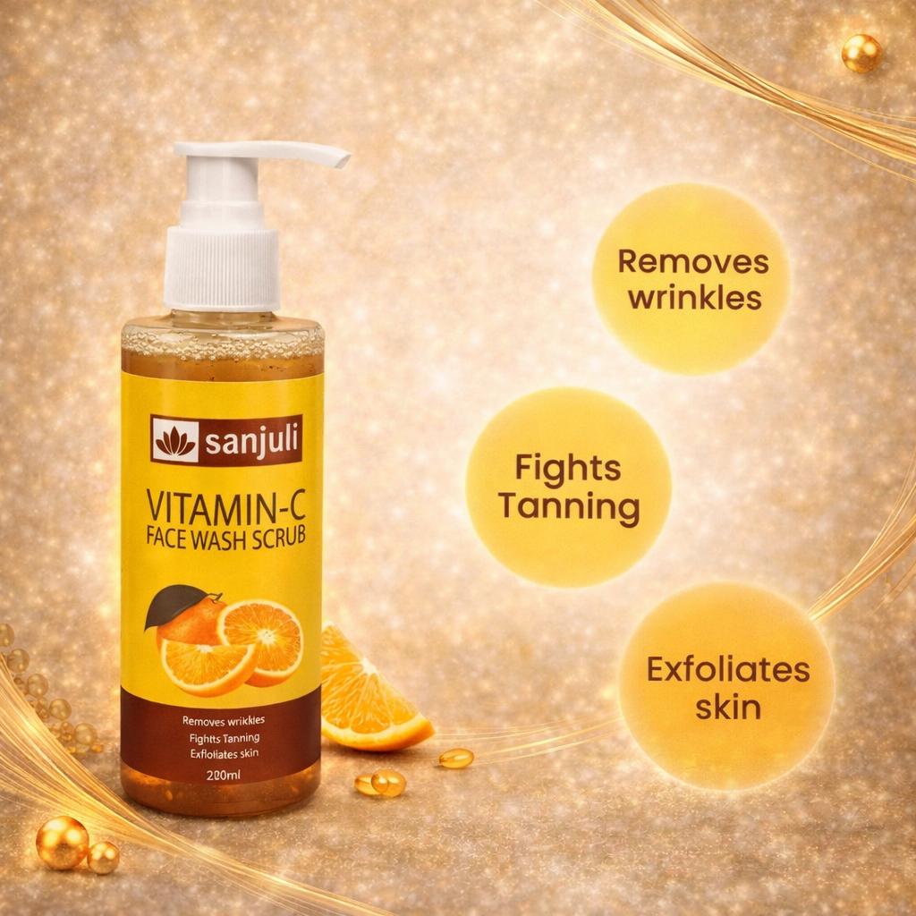 Sanjuli Vitamin C Face Wash with Scrub | Brightening & Deep Cleansing Face Wash