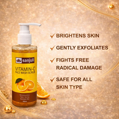 Sanjuli Vitamin C Face Wash with Scrub | Brightening & Deep Cleansing Face Wash