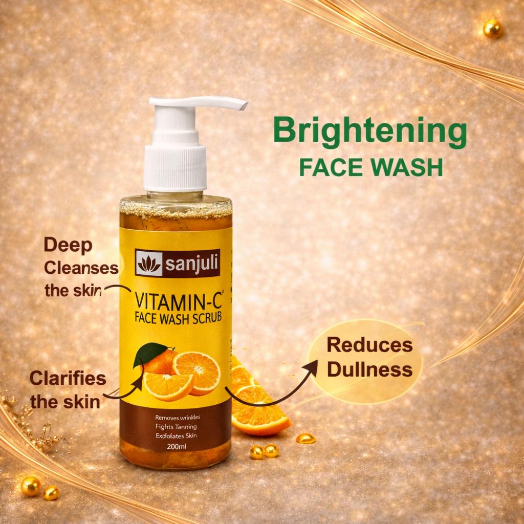 Sanjuli Vitamin C Face Wash with Scrub | Brightening & Deep Cleansing Face Wash