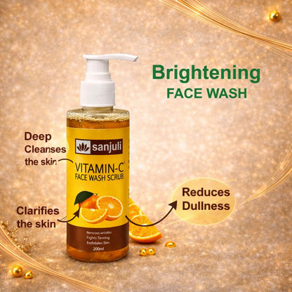 Sanjuli Vitamin C Face Wash with Scrub | Brightening & Deep Cleansing Face Wash