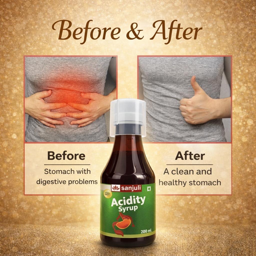Sanjuli Acidity Syrup 200 ml | Herbal Digestive & Acidity Relief Support