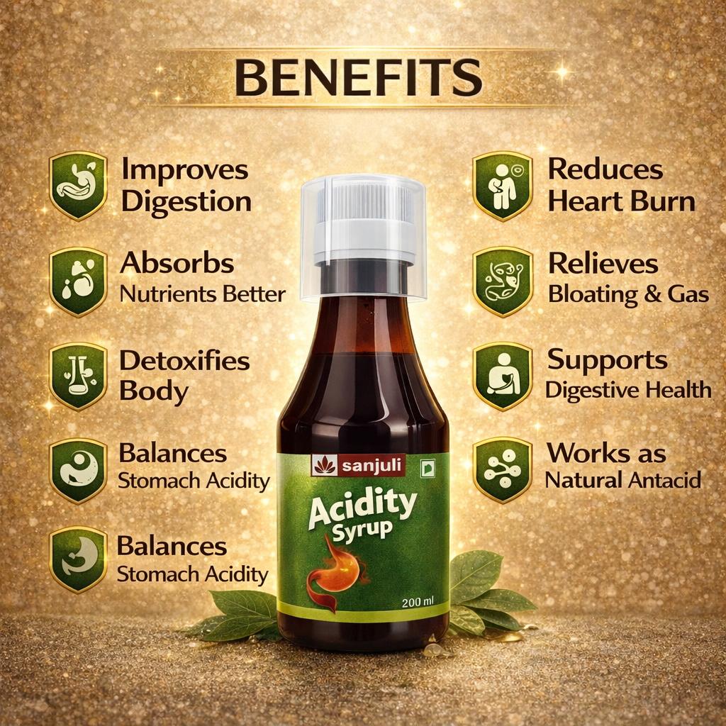Sanjuli Acidity Syrup 200 ml | Herbal Digestive & Acidity Relief Support